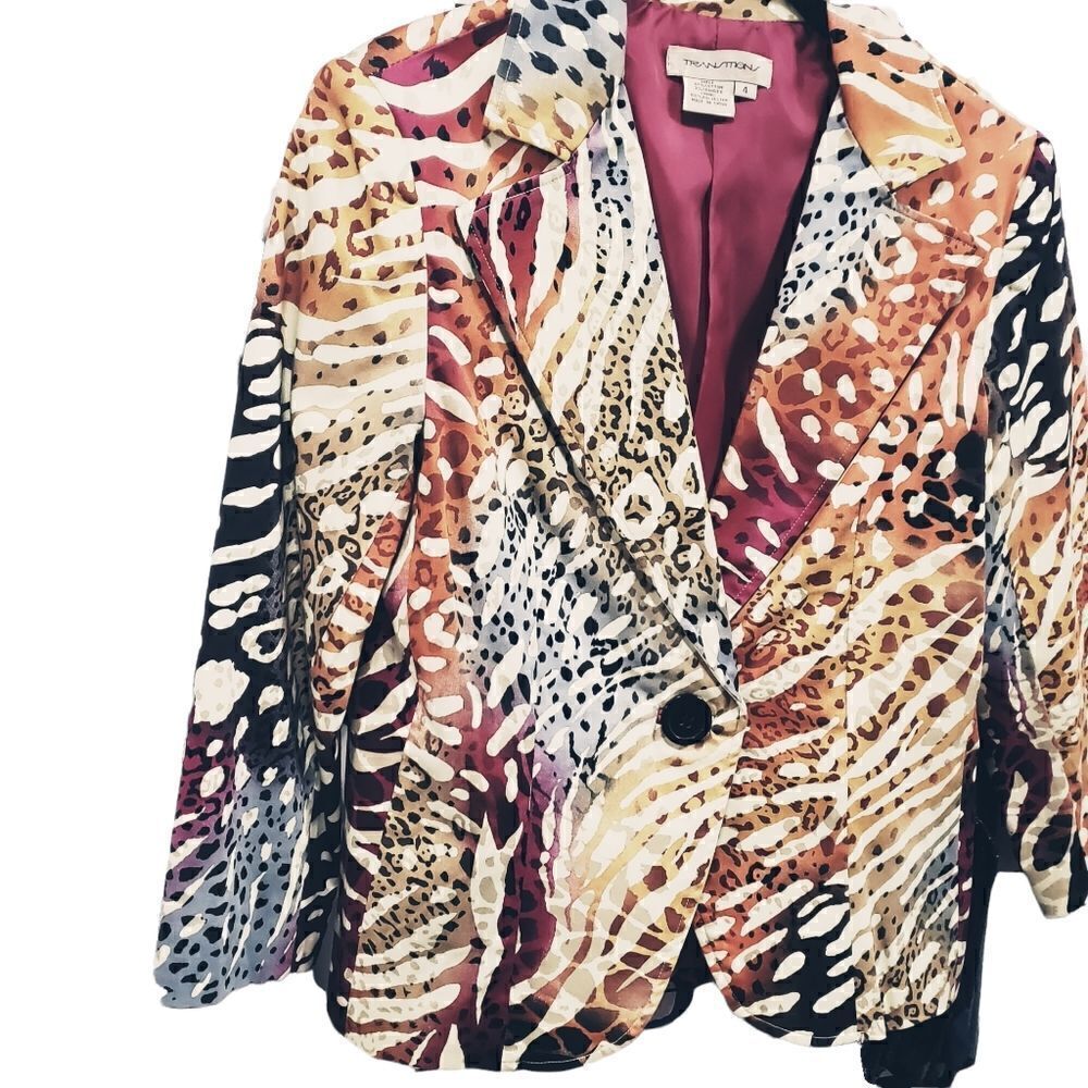 Transitions Multicolored Blazer Size 4 - Picture 5 of 15